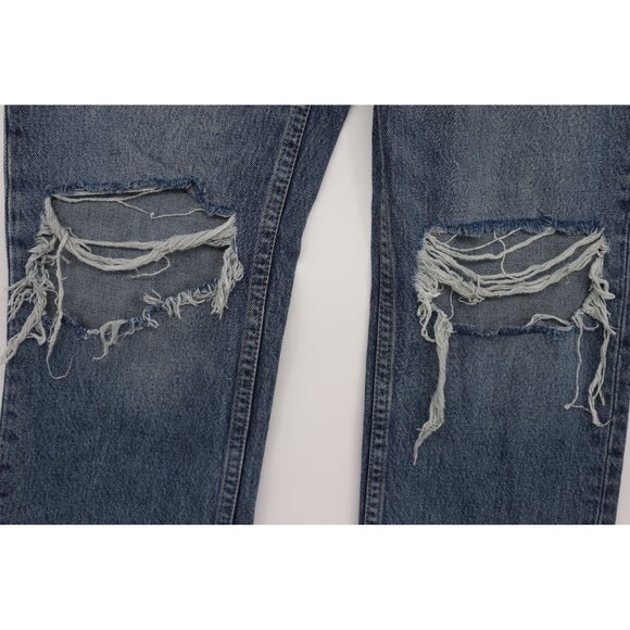 Topshop Blue Distressed High-Rise Mom Jeans W26 L30 Button Fly Denim Pants - Picture 7 of 14